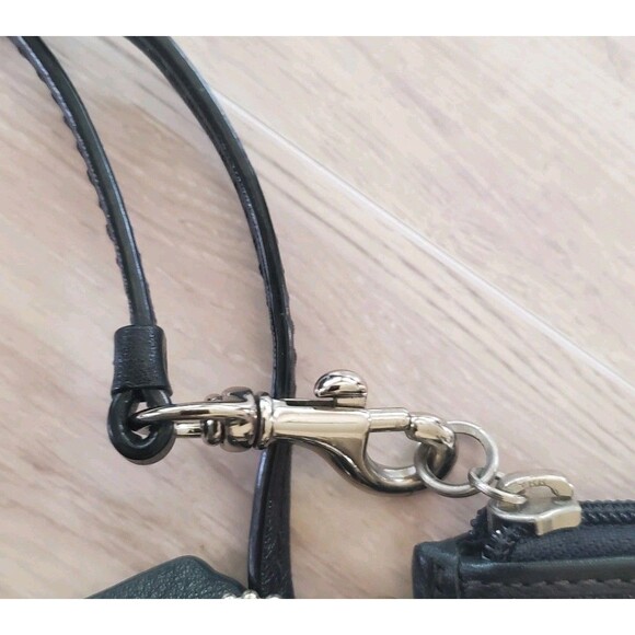 Coach Holiday Wristlet Sparkly Black Card Slots Holds Small Phone Lipstick key - Picture 3 of 6